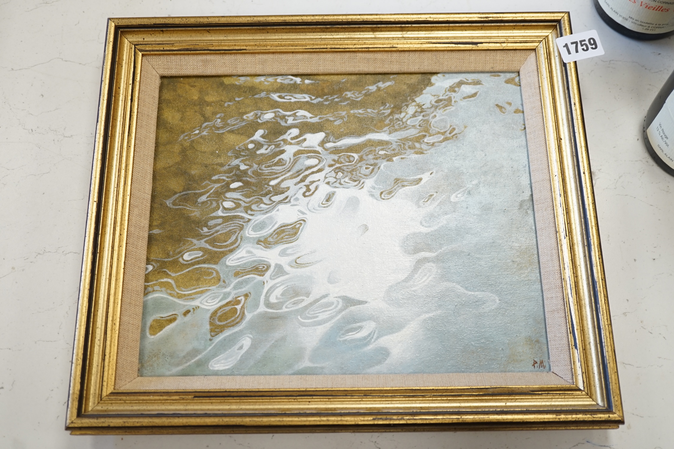 Pamela Monks, oil on board, 'River Wye, Peak District', signed with initials, details verso, 23 x 27cm. Condition - good